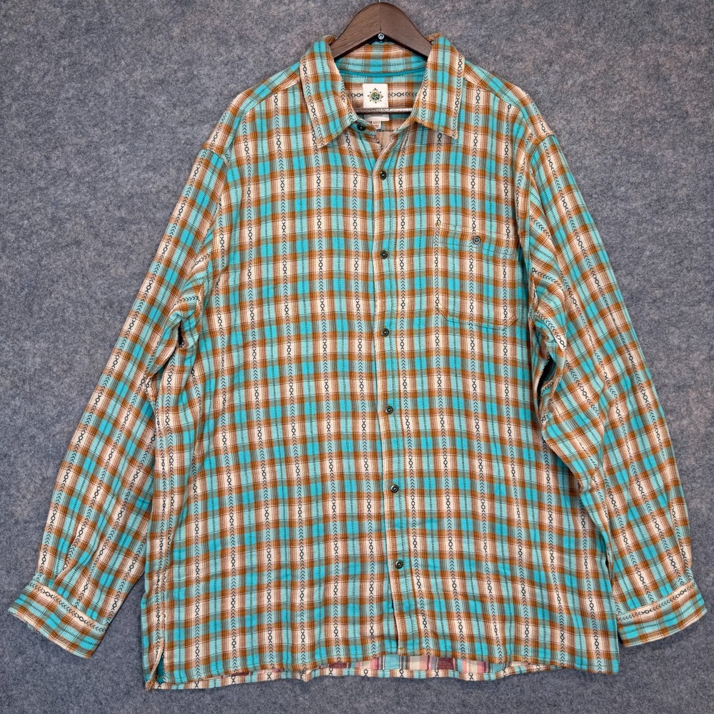 The Territory Ahead Flannel Shirt Mens XXLT 2XL Tall Southwestern Tribal Plaid